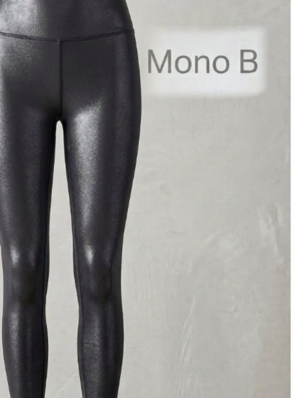 Mono B Small Yoga High Waist Leggings Black Foil Pebble Shimmer Ankle Y2k - Picture 9 of 12